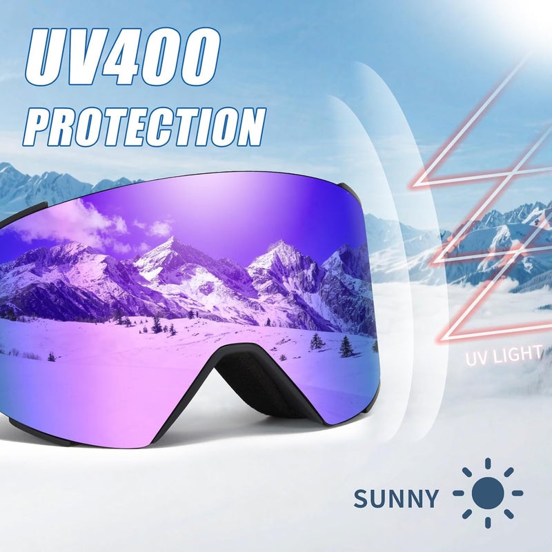 MXJ Gear Ski Goggles OTG for Women Men Adult Youth,YH693C Magnetic Snowboard Goggles,Winter Snow Goggles for Skiing Skating - Image 5